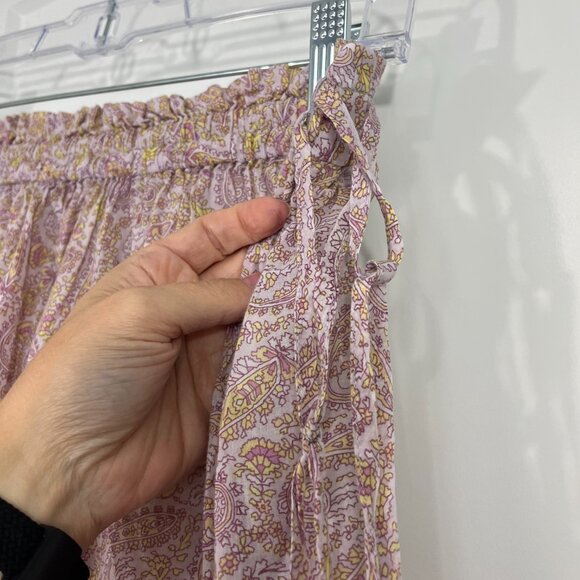 J. Crew Medium Purple, Green Boho Paisley Wrap Maxi Cotton Voile Skirt w/Pocket - Picture 10 of 16